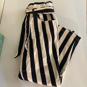 Who What Wear Striped Balloon Style Waist Tie Pants